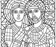 Coloriage Figures anciennes en mosaique