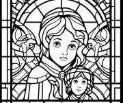 Coloriage Fille en Mosa&iuml;que de vitraux