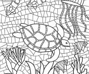 Coloriage Fon marin en mosaique