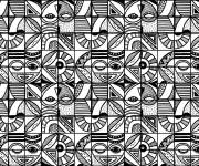 Coloriage Forme monochrome g&eacute;om&eacute;trique en mosaique