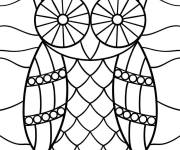 Coloriage Hibou en mosaique