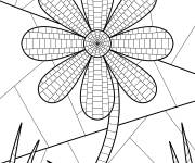 Coloriage Jolie marguerite sur un champ en mosa&iuml;que