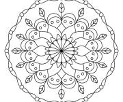 Coloriage Mandala de fleurs en mosaique simplifi&eacute;