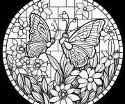 Coloriage Mandala de Motif de papillon mosa&iuml;que