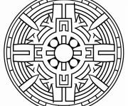 Coloriage Mandala en mosaique en abstrait facile