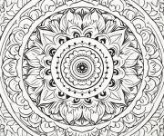 Coloriage Mandala en mosaique illustr&eacute; &agrave; la ligne
