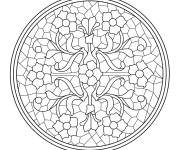 Coloriage Mandala florale en Mosaique complexe