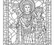 Coloriage Mosaique byzantine &agrave; colorier