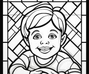 Coloriage Mosa&iuml;que d'un petit garcon souriant