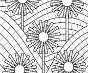 Coloriage Mosaïque de belles fleurs à télécharger