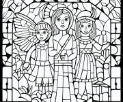 Coloriage Mosa&iuml;que de conte de f&eacute;es