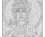 Coloriage Mosaique de personnage antique