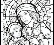 Coloriage Mosaïque de vitraux pour enfants