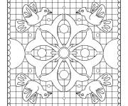 Coloriage Mosa&iuml;que d&eacute;cor&eacute; en oiseaux