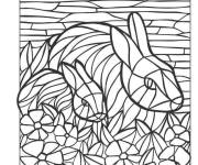 Coloriage Mosaique des lapins