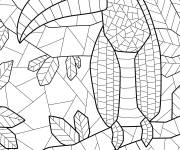 Coloriage Mosa&iuml;que du Toucan dans la for&ecirc;t