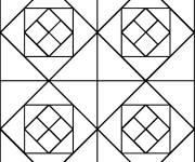 Coloriage Mosaique en carr&eacute;s et triangles