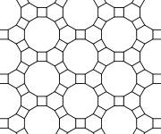 Coloriage Mosaique en forme hexagones, dod&eacute;cagones et carr&eacute;s