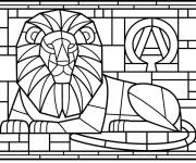 Coloriage Mosaique en lion
