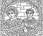 Coloriage Mosaïque grecque à télécharger en ligne