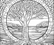 Coloriage Mosa&iuml;que inspir&eacute;e de la foret