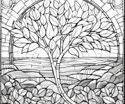 Coloriage Mosa&iuml;que inspir&eacute;e de la nature