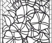 Coloriage Mosaique vitrail en fleurs