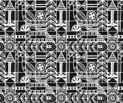 Coloriage Mosaique zentangle en noir