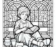 Coloriage Motif mosa&iuml;que de la lecture