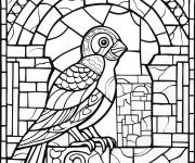 Coloriage Oiseau en Mosa&iuml;que en pierre rustique