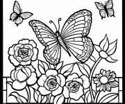 Coloriage Papillon en illustration de mosa&iuml;que