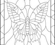 Coloriage et dessins gratuit Papillon en Mosaique sur vitrail à imprimer