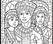 Coloriage Personnages historiques dans un tableau de mosaique