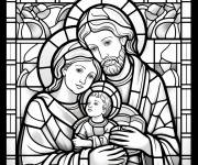Coloriage Personnages religeux en Mosa&iuml;que de vitraux
