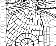 Coloriage Tableau de chat en mosaique