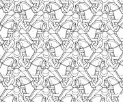 Coloriage Tessellation avec cavaliers en mosaique