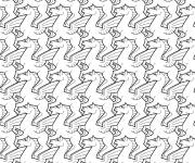Coloriage Tessellation avec P&eacute;gases en Mosaique