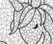 Coloriage T&ecirc;te de licorne en mosaique