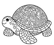 Coloriage Tortue d&eacute;cor&eacute;e en mosaique