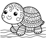 Coloriage Tortue kawaii en mosaique