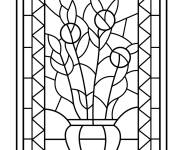 Coloriage Vase de fleurs en Mosaique