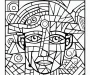 Coloriage Visage en Mosa&iuml;que g&eacute;om&eacute;trique