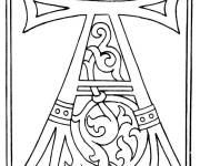 Coloriage Alphabet A du moyen age