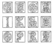 Coloriage Alphabet fin du 15i&egrave;me si&egrave;cle