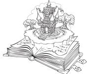 Coloriage ch&acirc;teau de conte de moyen age