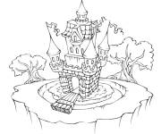 Coloriage Chateau du moyen age et pont levis