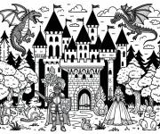 Coloriage Ch&acirc;teau Moyen &Acirc;ge pour CE2