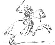 Coloriage Chevalier &agrave; cheval