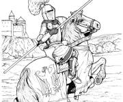 Coloriage Chevalier &agrave; cheval au galop en ligne