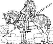 Coloriage Chevalier &agrave; cheval en plein air